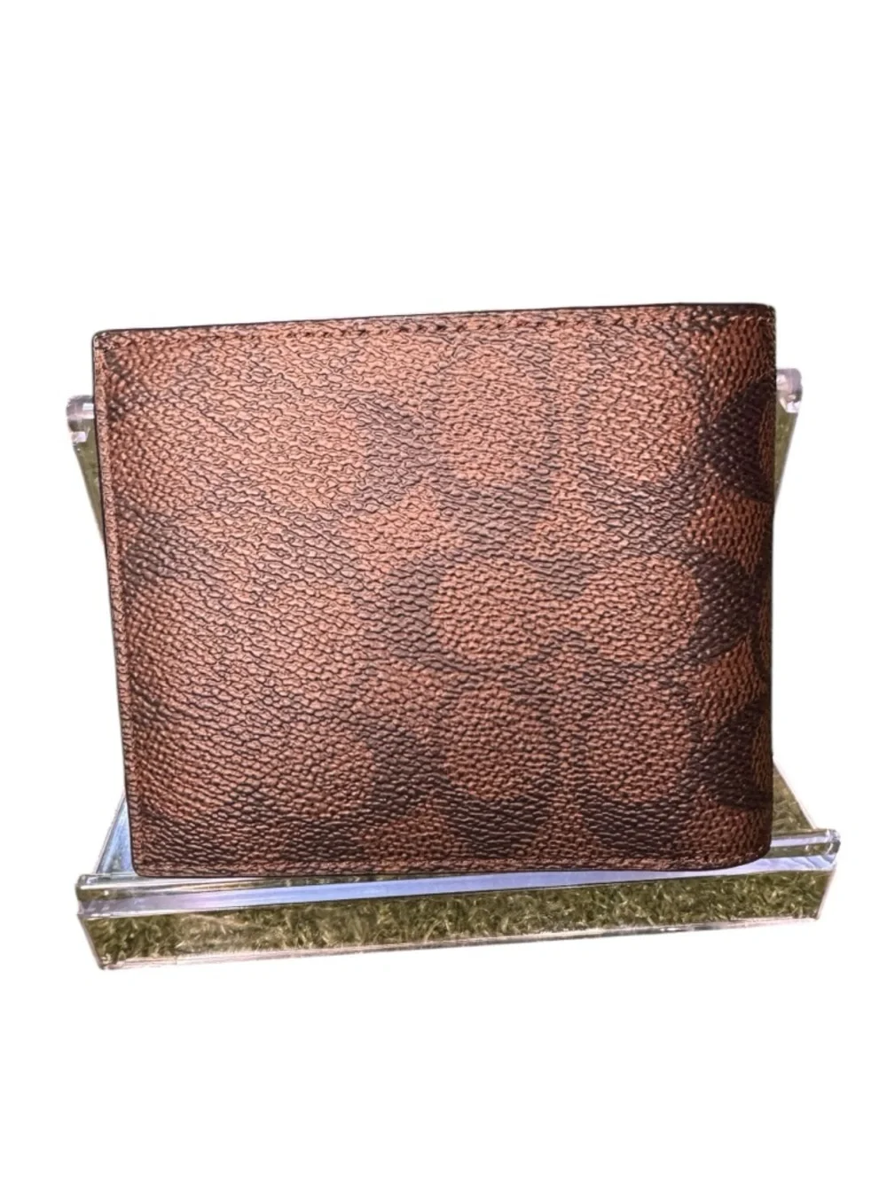 Coach Men's Signature Brown Patterned Leather Bi-Fold Wallet NWOT - Picture 2 of 6